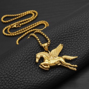 Authentic Pegasus Horse Pendant Necklace 18K Gold Plated No Fade Jewelry