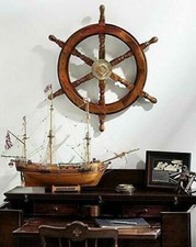 18 " Nautisch Holz Marine Schiff Rad Vintage Messing Geschenk Deko Wandbehang