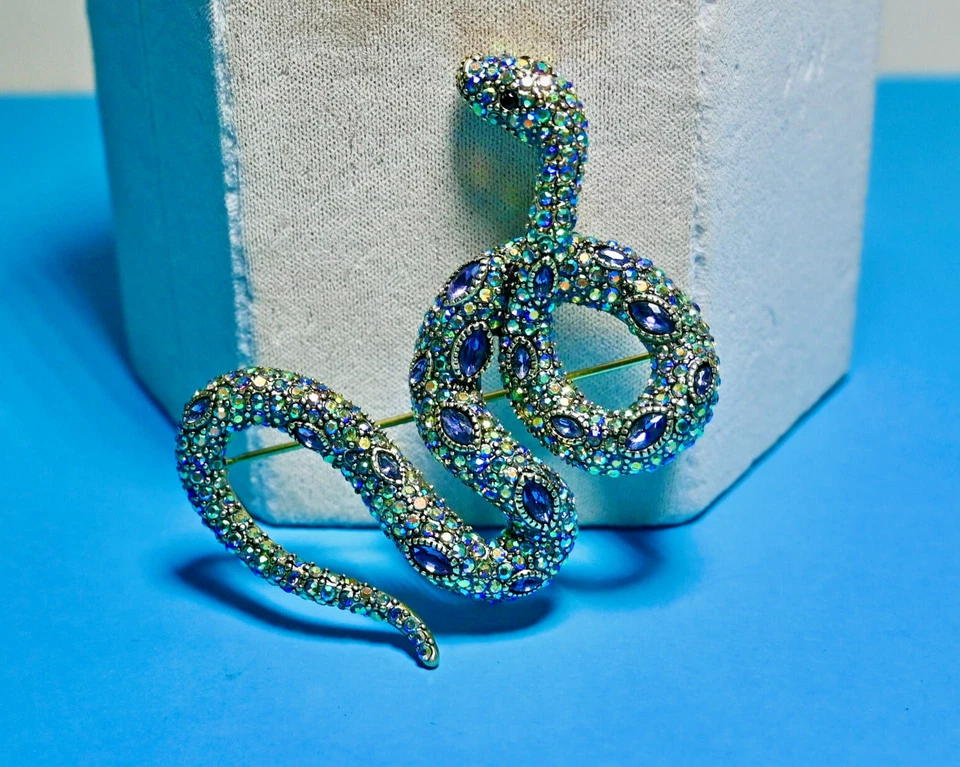 Nuevo Broche Prendedor $170 HEIDI DAUS Sensacional Serpiente Cristal Critter Foto 2 de 4