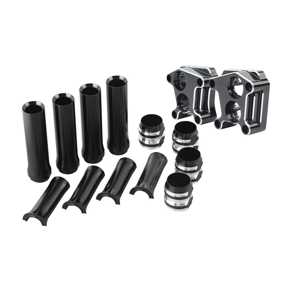 Cubiertas de varilla de empuje y elevador delanteras traseras aptas para Harley Electra Glide Twin Cam Fatboy Foto 3 de 4