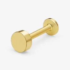 14k Solid Gold Bold Circle Internally Threaded Labret Stud Earring, 18Gauge