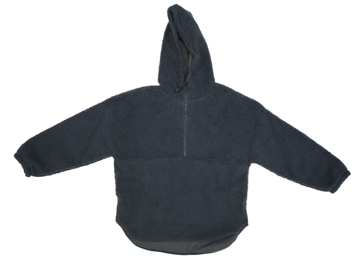 Old Navy Cozy Sherpa Half Zip Tunic Hoodie Panther Black Jacket