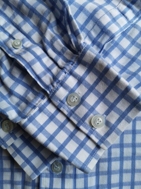 "Camicia di cotone nuova vecchia stock YVES SAINT LAURENT YSL a scacchi blu LS 16"