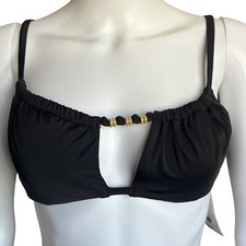 Shade  Shore Black Bikini Top With Gold Accent Removable Pads Size 36C