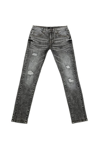 Jeans uomo lavaggio acido slim fit elasticizzato strappato denim pantalone cotone - Foto 6 di 15