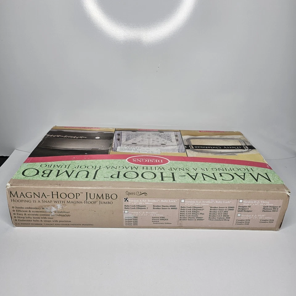 Magna-Hoop Jumbo A-SJ 7" x 12" for Baby Lock Brother  Machine Embroidery Hoop - Image 3 of 4