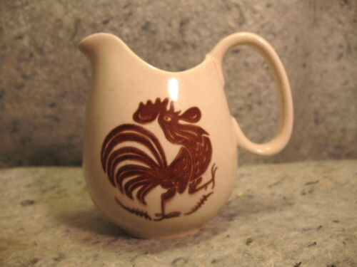 vintage Rooster chicken creamer pitcher ceramic pottery brown white - 第 1/3 張圖片