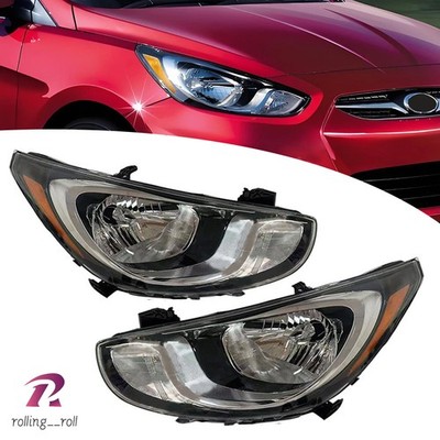 Chrome Halogen Headlights Headlamps For Hyundai Accent 2012 2013 2014 Pair LH&RH