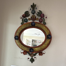Mexican Tin Folk Art Mirror 31x21 inches Hand...