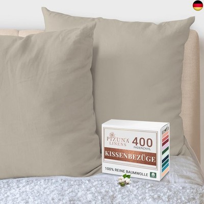Pizuna Luxuriöser Soft-Satin 2er Pack Kissenbezug 80x80 cm Einfach Taupe, 400