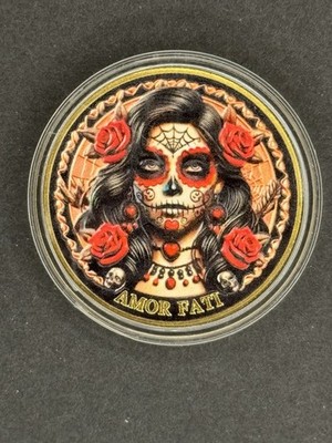 AMOR FATE Gold Plated Day Of The Dead Commemorative Coin