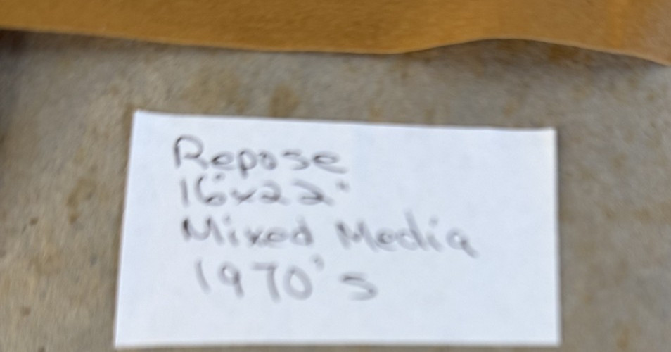 Vintage 1970s Mixed Media Artwork – “Repose” by G. Ralph Smith