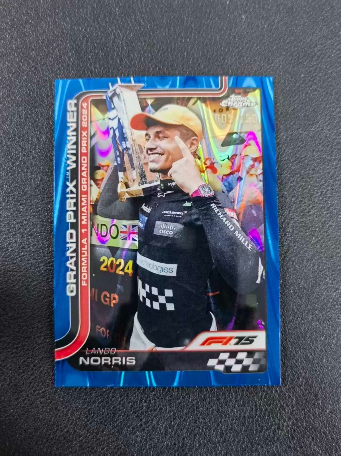 2025 Topps Chrome F1 Lando Norris Blue RayWave 5/150 #98 CXY