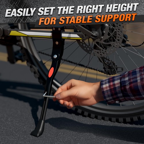 Adjustable Bike Kickstand for Adult – Fits 22" 24" 26" 13-15.7", Black  - Picture 8 of 9