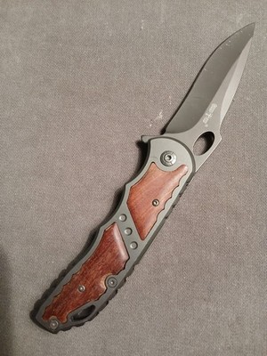 Grand Way Knife (G+W) Inlaid Wood in a Steel Frame Unused/Liner Lock