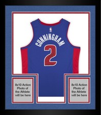 Framed Cade Cunningham Pistons Signed Nike Blue Icon Jersey w/Insc - Black Ink