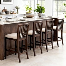 25" Farmhouse Counter Height Bar Stools Set of 4,Upholstered Counter Stools