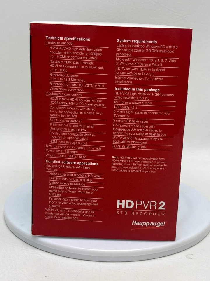 New Hauppauge HD PVR 2 Model 1512 1080p Video Game Capture Device - Image 3 of 4