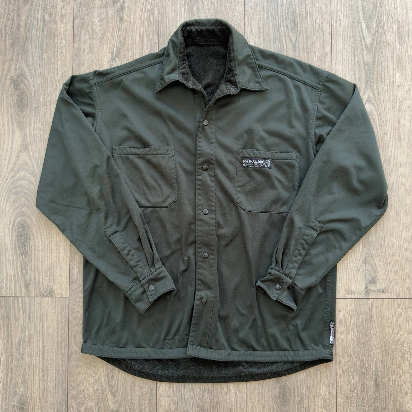 Paramo Reversible Shirt Size Medium Green Nikwax Parameta S Snap Button Hiking