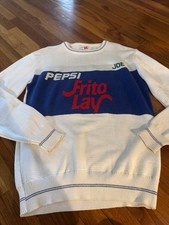 Vintage Men’s Pepsi Frito Lay Knit Sweater Blue White 3 Strikes L USA Made