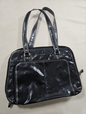 Samsonite Faux Leather Laptop Bag Black Shiny 