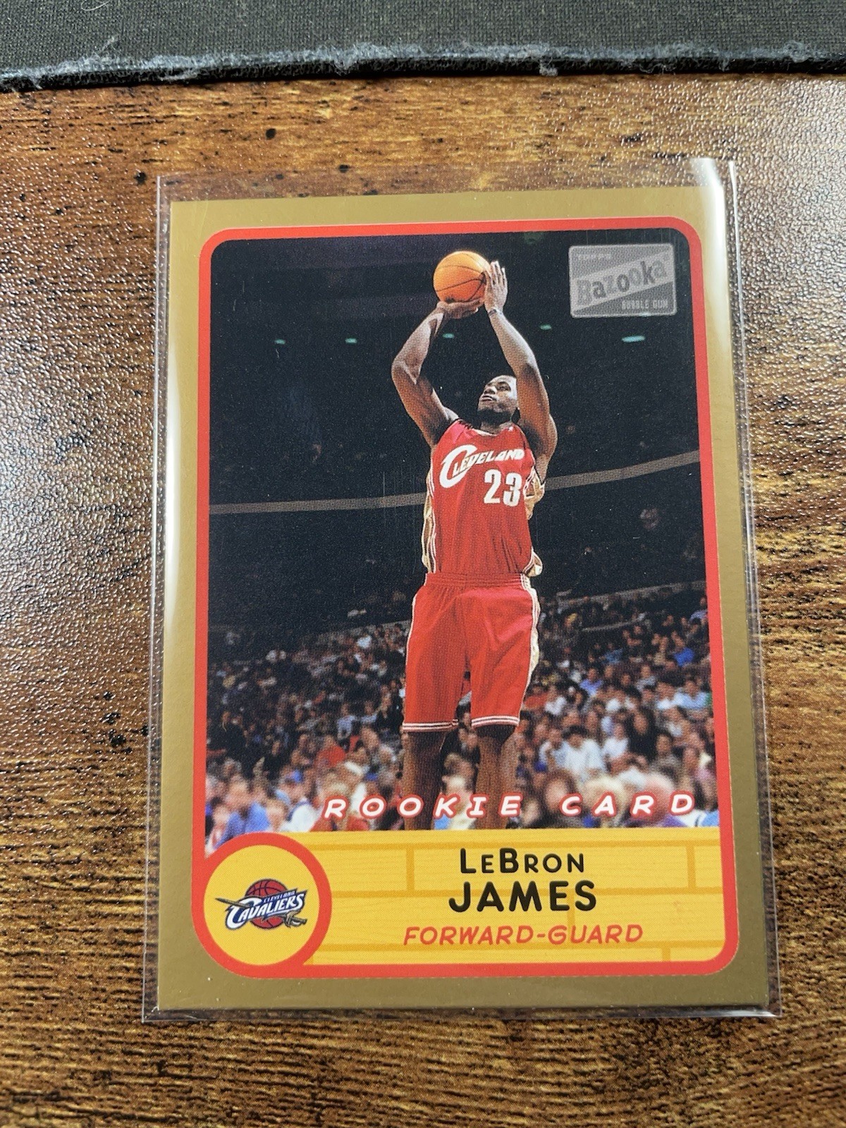 2003 Topps Bazooka LeBron James RC #223 GOLD Road Red Jersey Rookie Card KING