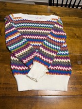 Vintage 80s Gerard Martin Multi Color ZigZag Chevron Knit Sweater