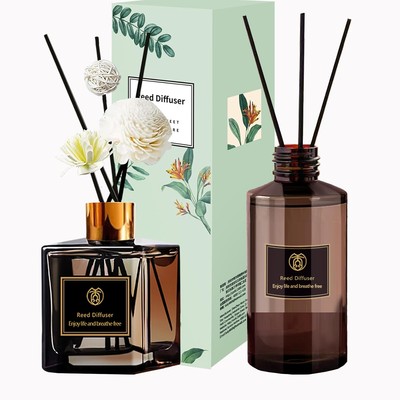 Reed Diffuser Set Fragrance Scent Aroma Perfume Oils Refill Rattan Brown 