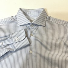 Borrelli Napoli Shirt Sz 15.5/39 Blue White Striped Long Sleeve Dress Italy
