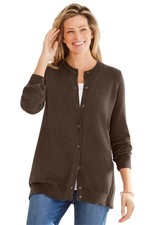 Woman Within Plus Size Perfect Long-Sleeve Cardigan Sweater