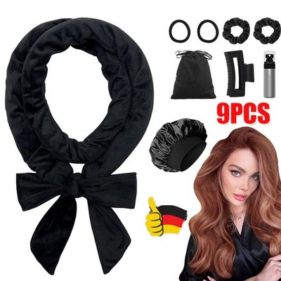 9PCS Heatless Lockenstab Stirnband weiche Lockenwickler Rollen keine Hitzewelle
