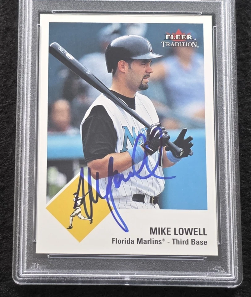 2003 MIKE LOWELL Signed Fleer Baseball Card-YANKEES-FLORIDA MARLINS-PSA - Image 2 of 4