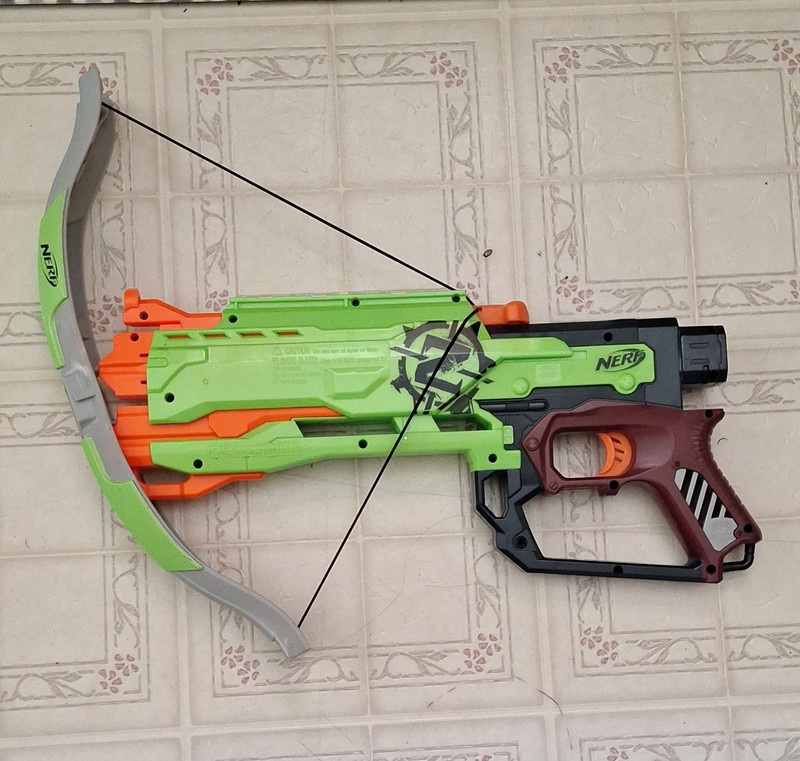 NERF Zombie Strike Crossfire Bow Dart Blaster, 2013, Age 8+, Green/Gray