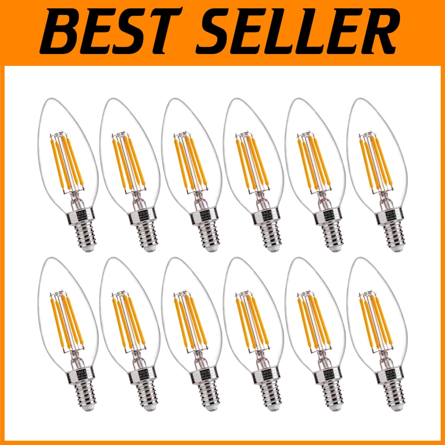 2700K Soft White LED Candelabra Bulbs, Dimmable (Pack of 12)