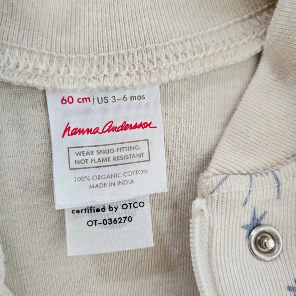Pijama Hanna Andersson Baby Sleepsuit 3-6 meses sol lua estrelas algodão orgânico - Imagem 3 de 4