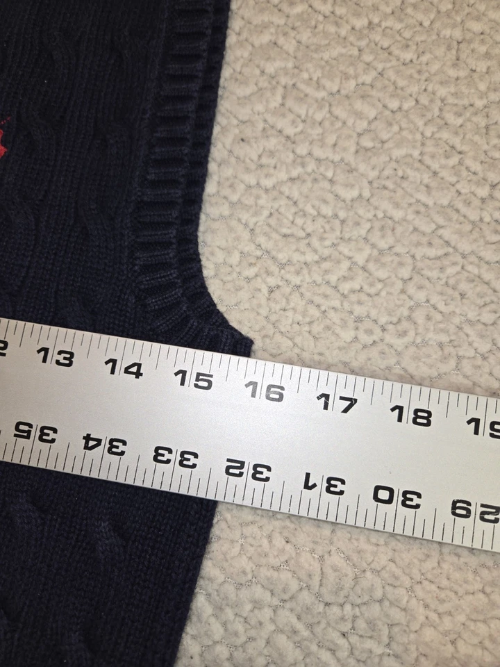 Polo By Ralph Lauren Mujer Tejido con Cable Suéter Chaleco Azul Marino Preppy Foto 4 de 4