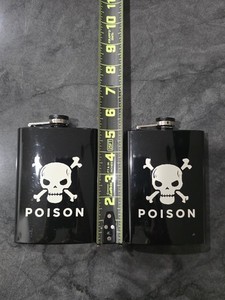 2 - 8ox Black Stainless Steel Flask "POISON"