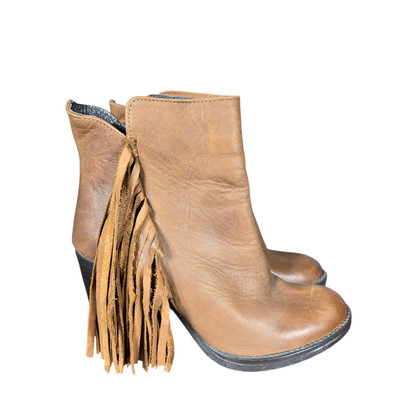 Steve Madden Boots Womens 7.5 Woodstock Fringe Zip Leather Western Festival Boho