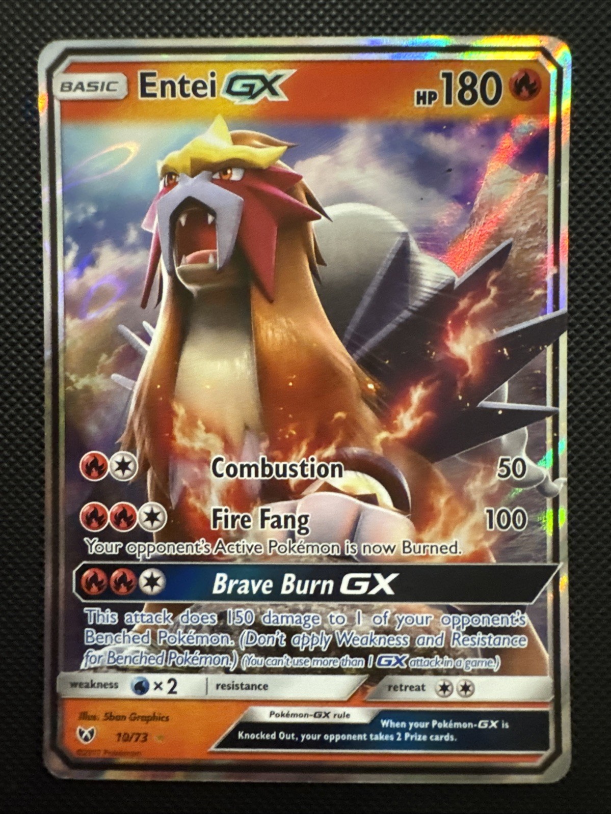 Entei GX 10/73 Shining Legends Holo Pokemon