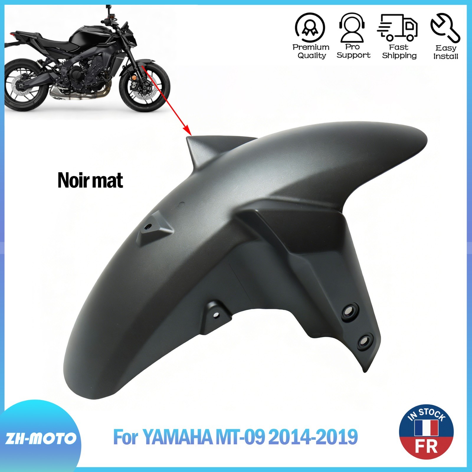 Garde boue avant MT-09 Tracer 900 protection moto plastique ABS 2015 2016