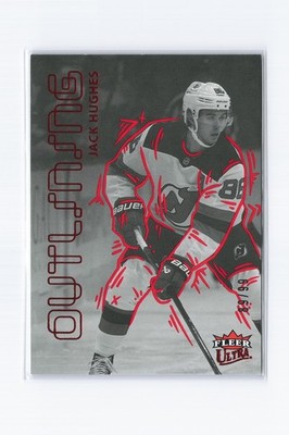 2025-26 Fleer Ultra Jack Hughes #OL 9 Outlining Red SN
