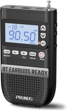 Prunus J-618 Portable AM FM Radio Bluetooth 2000mAh Rechargeable TF Card