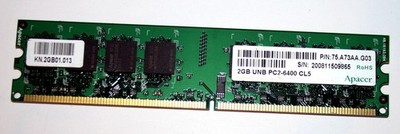 2 GB DDR2-RAM 240-pin PC2-6400U non-ECC  CL5   'Apacer P/N: 75.A73AA.G03'
