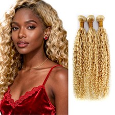 Human Hair Bundles 22 24 26 inch Blonde Curly 613/27 Kinky Curly 2 Tone 150g