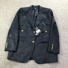 The Kooples Blazer Jacket Mens 42 Navy Blue Gold Buttons Double Breasted Trendy