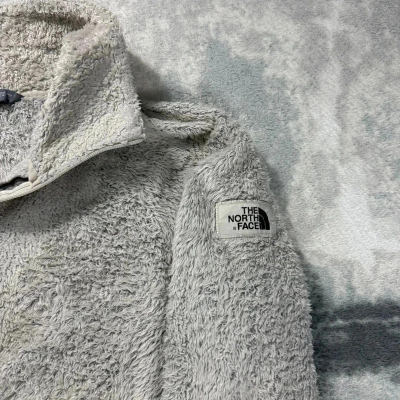 Women's Vintage The North Face Grey High Loft Fleece Full Zip Jacket XL image 3