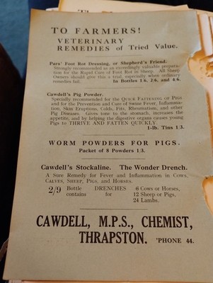 Sk232 Ephemera 30er Jahre Reklame Cadwell Apotheke Thrapston