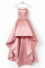 Sherri Hill Pink Satin High Low Prom Dress Size 0 Strapless Sweetheart Formal