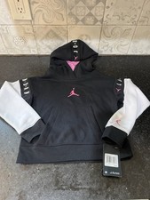 Jordan Girls  Pullover Hoodie Pink White Black Girls SZ Med 5-6 Yrs