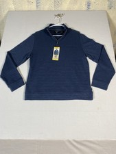 Dockers Blue Herringbone Mock Neck Pullover Sweater Men's S Cotton Polyester
